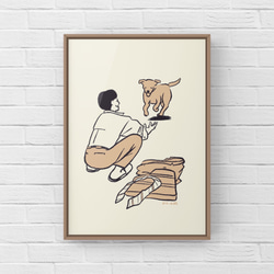 ラブラドールレトリバー【おかえり】　A4イラストポスター　犬　うちの子 1枚目の画像