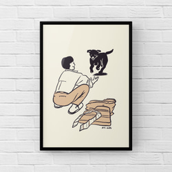 ラブラドールレトリバー【おかえり】　A4イラストポスター　犬　うちの子 2枚目の画像