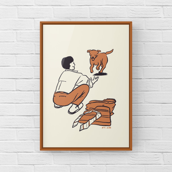 ラブラドールレトリバー【おかえり】　A4イラストポスター　犬　うちの子 3枚目の画像