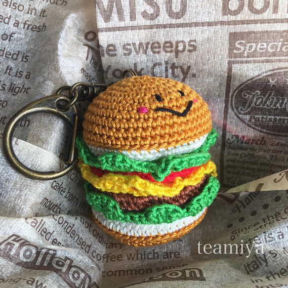 ハンバガーくん キーホルダー あみぐるみ teamiya 通販 3672990  