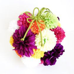 【送料無料】再販♡和装ウエディング用♡ボールブーケ和の花鞠（BOX付き) 2枚目の画像