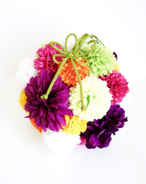 【送料無料】再販♡和装ウエディング用♡ボールブーケ和の花鞠（BOX付き) 2枚目の画像