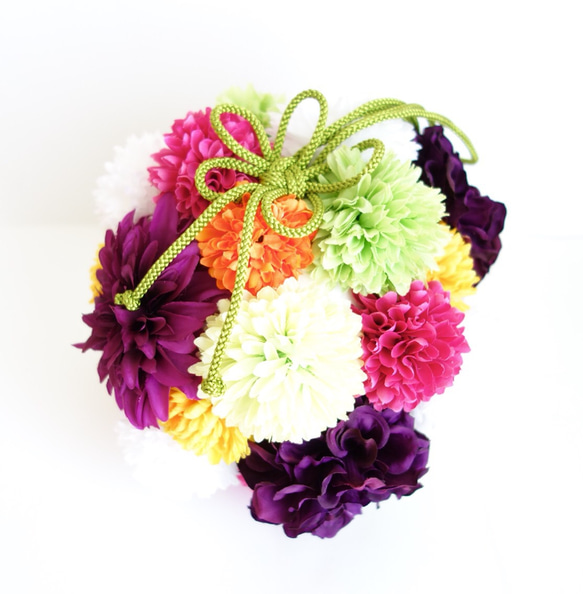 【送料無料】再販♡和装ウエディング用♡ボールブーケ和の花鞠（BOX付き) 3枚目の画像