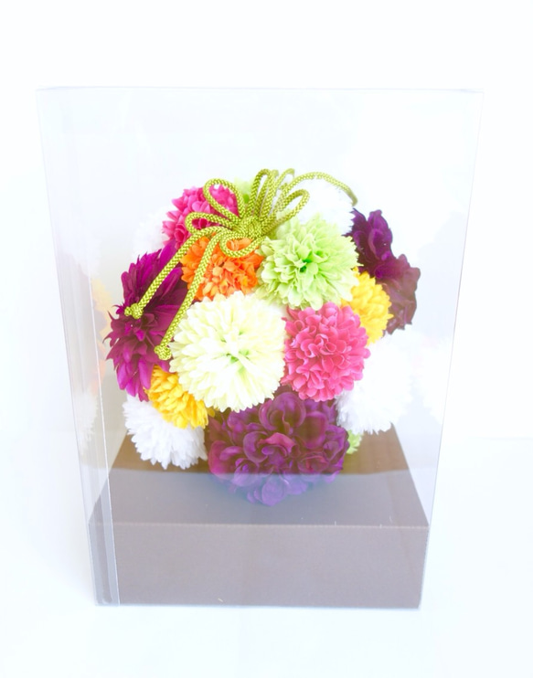 【送料無料】再販♡和装ウエディング用♡ボールブーケ和の花鞠（BOX付き) 4枚目の画像