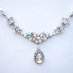 ♡婚禮♡珍珠和Swarovski首飾項鍊（長度可調） 第4張的照片