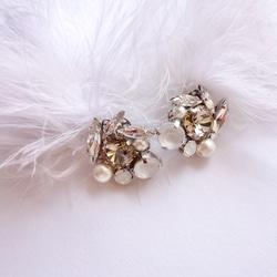 免費送貨♡還搭上耳環♡禮物♡白色珠寶和皮草Marabo 第4張的照片