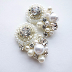[一再]銷售珠寶刺繡耳環或婚禮的耳環，珍珠♡和施華洛世奇♡ 第5張的照片