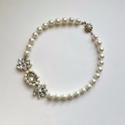 免費送貨]·*：新娘棉花珍珠和施華洛世奇水晶項鍊：· - 第1張的照片