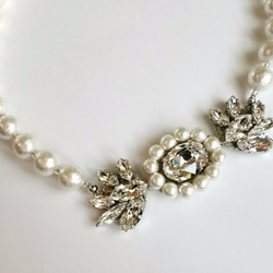 免費送貨]·*：新娘棉花珍珠和施華洛世奇水晶項鍊：· - 第2張的照片