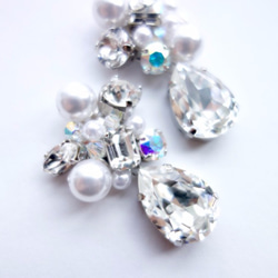 大號吊墜耳環（耳環可更換），♡珍珠和施華洛世奇寶石，適合♡婚禮 第5張的照片