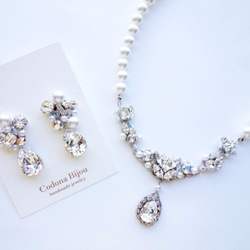 [⑤再次上架免費送貨♡婚禮♡珍珠和施華洛世奇首飾耳環和項鍊組（耳環可以改變） 第2張的照片