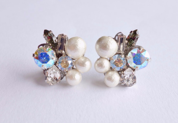 ♡婚禮♡棉珍珠和施華洛世奇小耳環 第2張的照片