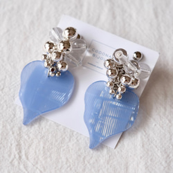 【免費送貨及新商品】清爽藍心和透明串珠耳環 第3張的照片