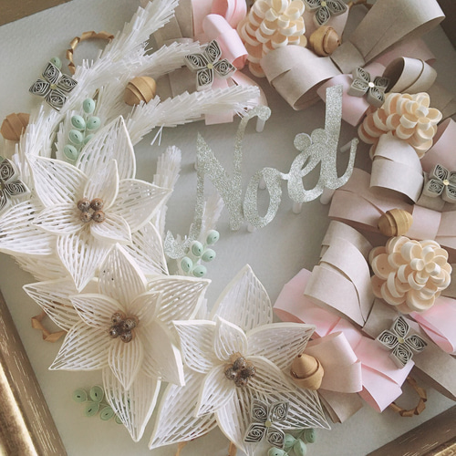 ペーパークイリングのクリスマスリース アートフラワー makip1203 通販