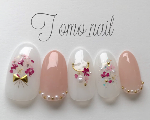 花束押し花ネイル♡ ネイルチップ（つけ爪） Eustoma_nail 通販