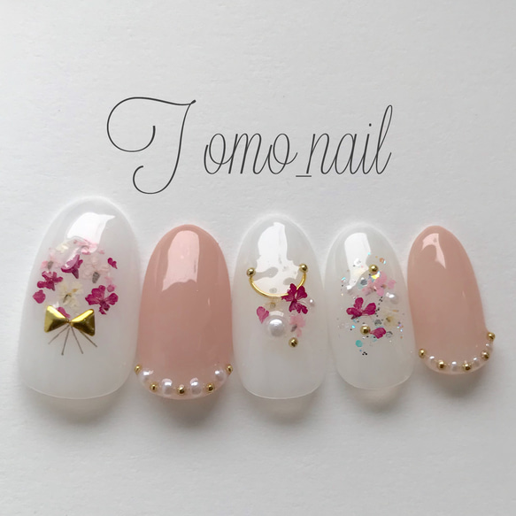 花束押し花ネイル♡ ネイルチップ（つけ爪） Eustoma_nail 通販