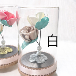 洋風つまみ細工 「ギフト」薔薇のガラスポット選べる2個セット【小】お祝い／誕生日プレゼント／母の日／敬老の日 3枚目の画像