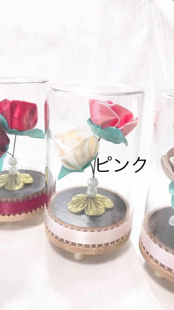 洋風つまみ細工 「ギフト」薔薇のガラスポット選べる2個セット【小】お祝い／誕生日プレゼント／母の日／敬老の日 4枚目の画像