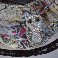 フクロウブローチの付け襟 3枚目の画像