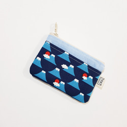 【富士山ブルー(水色)】新スタイル!和風小銭入れファスナー袋交換プレゼント 1枚目の画像