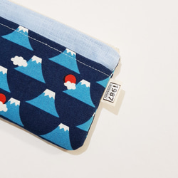 【富士山-藍(淺藍)】 新款! 日系感 零錢包 拉鏈袋 交換禮物 第2張的照片