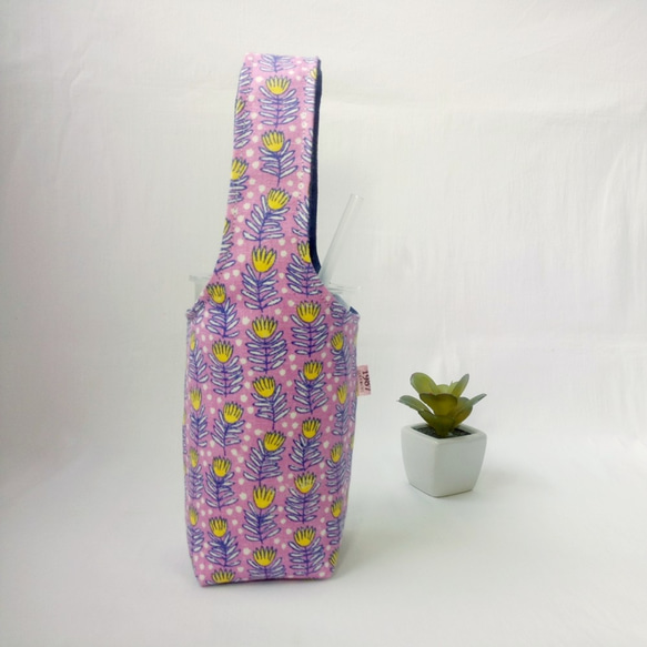 1987 Handmades 【花叢間】雙面環保杯套 飲料袋 保溫杯袋 第1張的照片