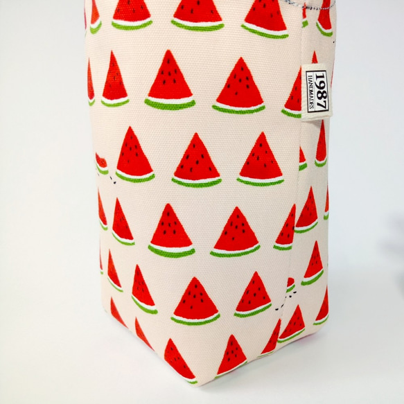 1987 Handmades 【西瓜-粉橘】雙面飲料杯套 冰霸杯套 環保杯套 水壺袋 第5張的照片