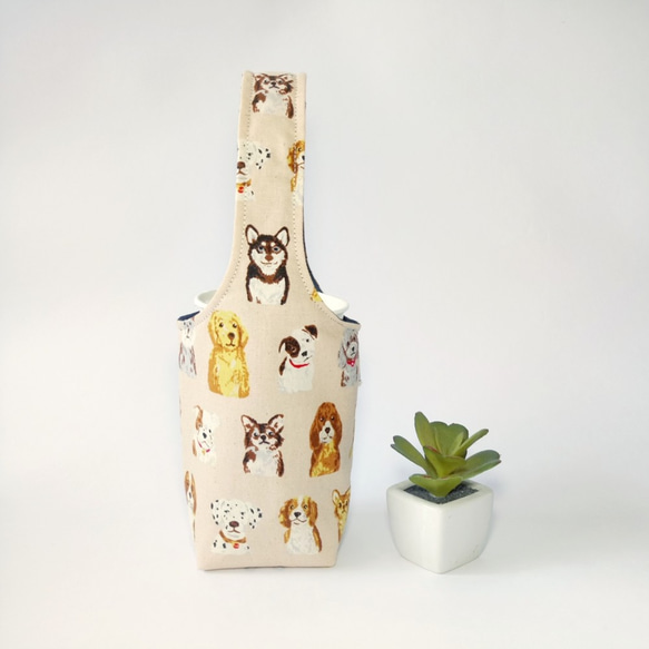 1987 Handmades [犬のイラスト - 白米]両面飲料カップセットアイスタイラントカップティーティーバッグ 1枚目の画像