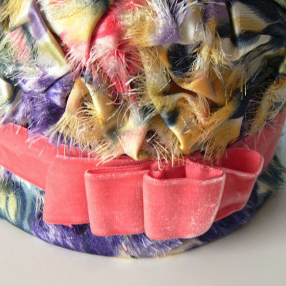 シルクほぐし織り模様のデザイン・ハット 送料無料 2枚目の画像