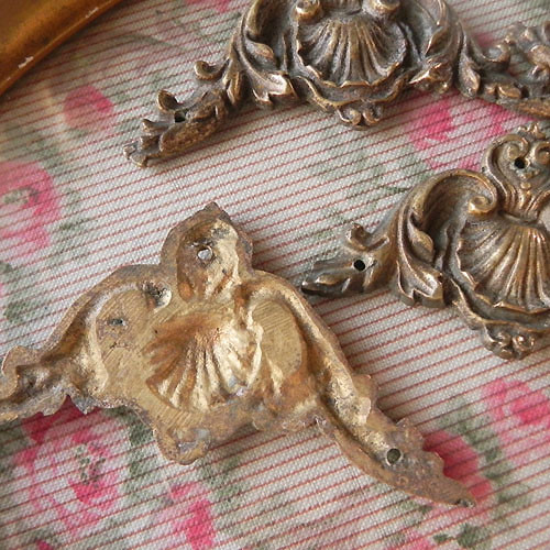 フランス、アンティーク真鍮インテリアパーツ、ロココデザイン、送料