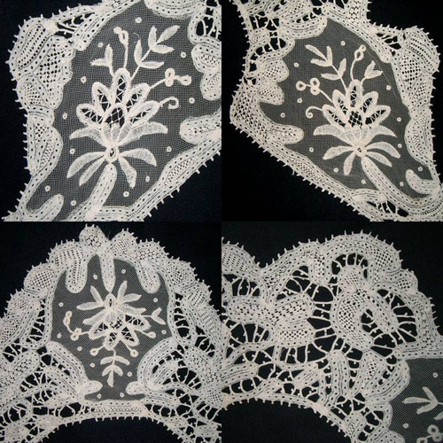 アンティーク、ブリュッセルボビン・レースカラー（襟）送料無料