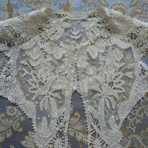 アンティーク ブリュッセルレース ポワンドローズ カフス用レース 付け襟 ペア アンティークレース ブリュッセル ミックスレース 付け襟