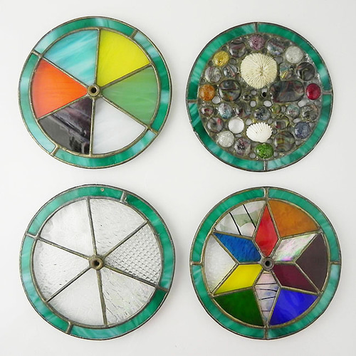ステンドグラス4枚、古い万華鏡から〜 ヴィンテージ・ステンドグラス