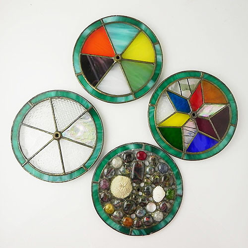 ステンドグラス4枚、古い万華鏡から〜 ヴィンテージ・ステンドグラス