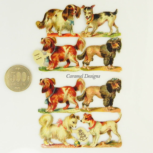 1800年代、アンティーク、ヴィクトリアン・クロモス【犬】8匹 その他