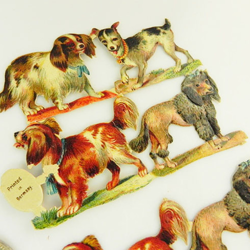 1800年代、アンティーク、ヴィクトリアン・クロモス【犬】8匹 その他