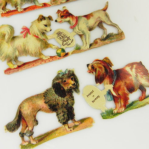 1800年代、アンティーク、ヴィクトリアン・クロモス【犬】8匹 その他