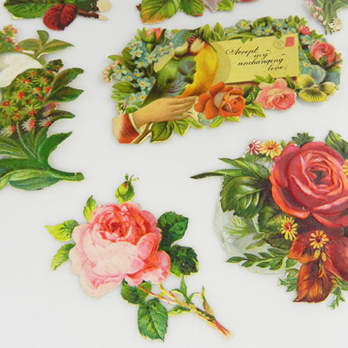 1800年代、アンティーク、ヴィクトリアン・クロモス【フラワー】10枚