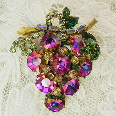 ヴィンテージ、ラインストーン・ブローチ 葡萄