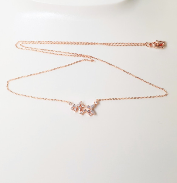 DOUBLE BUTTERFLY CUBIC NECKLACE 2枚目の画像