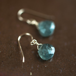 ☆宝石質モスアクアマリン Moss Aquamarine AAA☆14kgf☆フックピアス・イヤリング 5枚目の画像