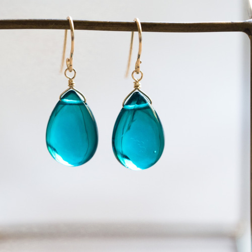 再々再販☆高品質ピーコックブルークォーツスムースペア☆14kgf