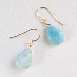 ☆希少高品質ドミニク共和国ラリマーファセットペア Larimar AAA☆14kgf☆フックピアス・イヤリング 1枚目の画像