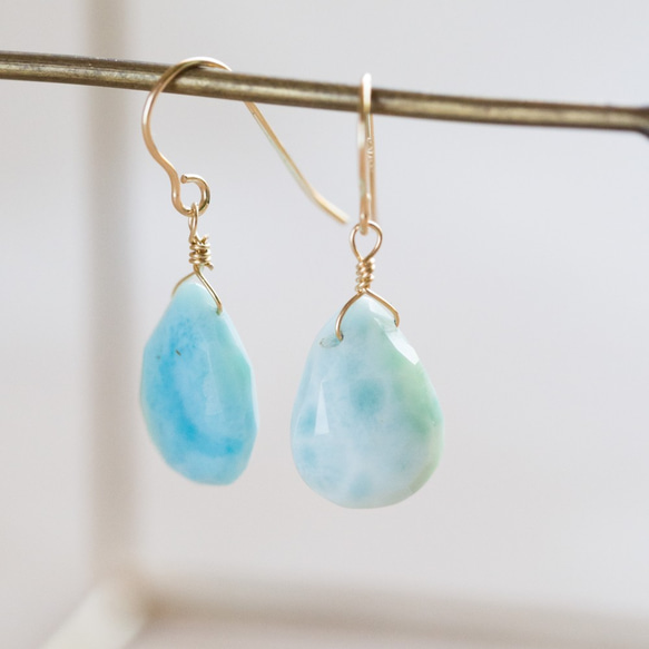 ☆希少高品質ドミニク共和国ラリマーファセットペア Larimar AAA☆14kgf☆フックピアス・イヤリング 7枚目の画像