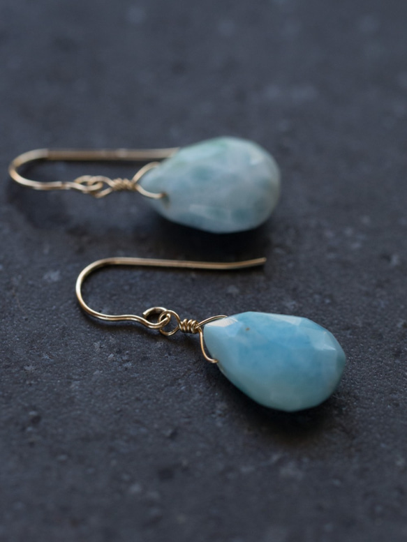 ☆希少高品質ドミニク共和国ラリマーファセットペア Larimar AAA☆14kgf☆フックピアス・イヤリング 9枚目の画像