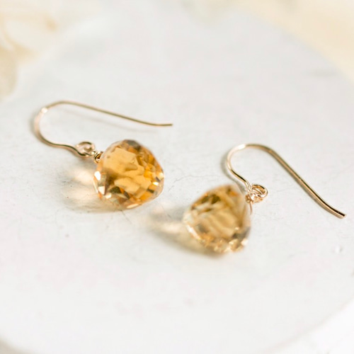 ☆14kgf☆AAA宝石質ゴールデンハニーシトリンのピアス・イヤリング  