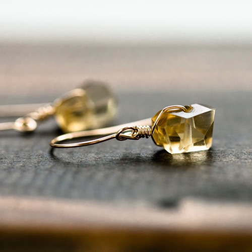 ☆14kgf☆宝石質シトリンのラフカット⭐️ピアス・イヤリング☆ ピアス  