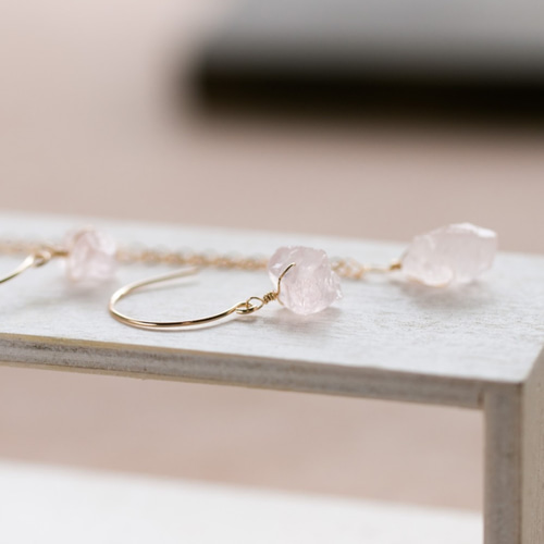 レア☆ローズクォーツ原石ラフカットAAA☆一粒ペンダント☆ ネックレス