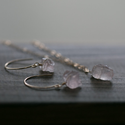 レア☆ローズクォーツ原石ラフカットAAA☆一粒ペンダント☆ ネックレス