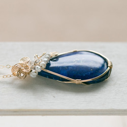 【永遠の美】ラピスラズリのペンダント Lapis Lazuli 《一点もの》14kgf 4枚目の画像